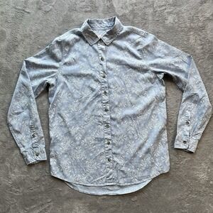 Marine Layer Shirt Mens Medium Button Long Sleeve Blue White Floral Casual